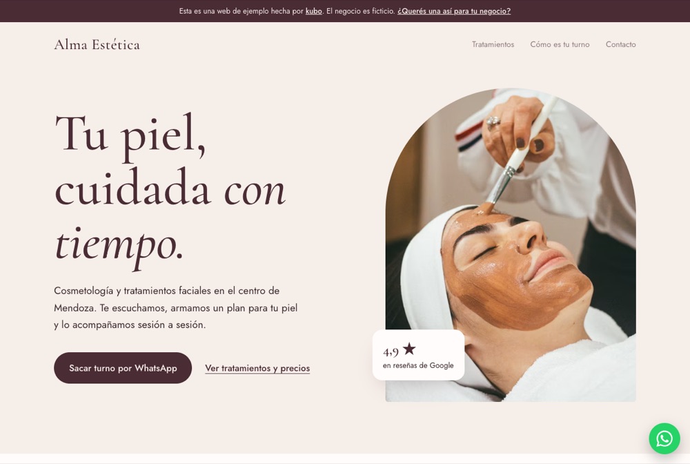 Web de ejemplo de un centro de estética