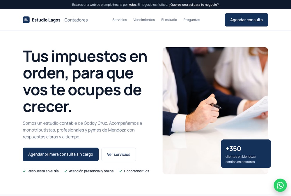 Web de ejemplo de un estudio contable